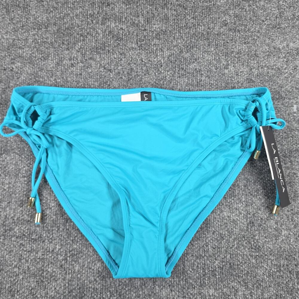 La Blanca Women Size 16 Turquoise Side Tie Bikini Bottom Swimwear NWT